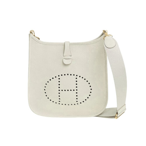 Hermes Evelyne 25 Clemence Shoulder Bag White 25Cm 