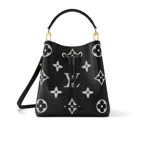 Louis Vuitton Néonoé MM Bicolor Monogram Empreinte Bucket Bag Black White 26cm M45497