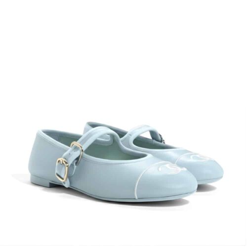 Chanel Mary Jane Flat Ballet Smooth Leather Light Blue