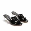 Valentino Rockstud Slide Sandal In Transparent Polymer With 50mm Plexi Wedge Black