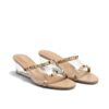 Valentino Rockstud Slide Sandal In Transparent Polymer With 50mm Plexi Wedge Beige