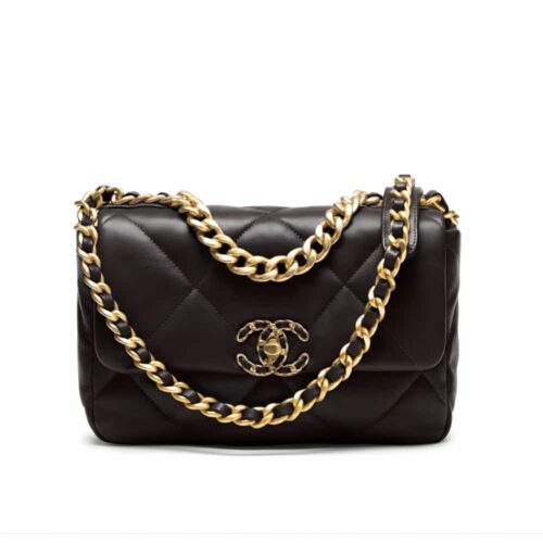 Chanel 19 Medium Smooth Leather Handbag Black 26Cm AS1160 B04852 94305