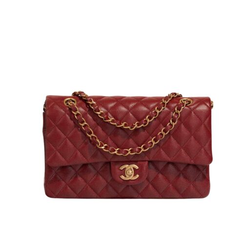 Chanel Classic Medium Grained Leather Flap Bag Burgundy 25cm