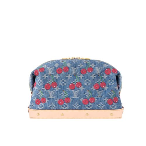 Louis Vuitton X TM Cosmetic Pouch GM Monogram Denim Clutch Bag Blue 27cm M13893