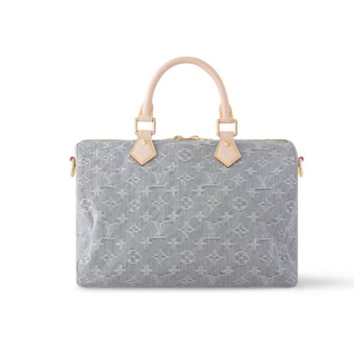 Louis Vuitton Speedy Soft 30 Monogram Denim Top Handle Bag Washed Grey 30cm M13344