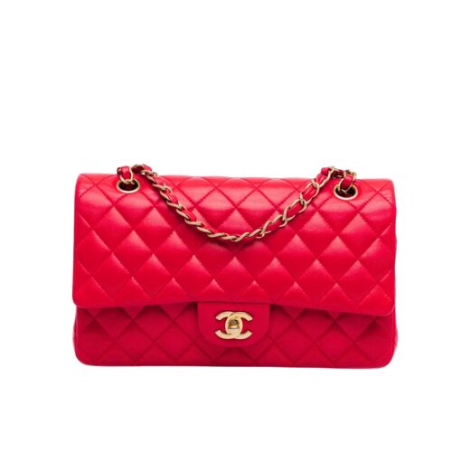 Chanel Classic Medium Smooth Leather Flap Bag Red 25cm