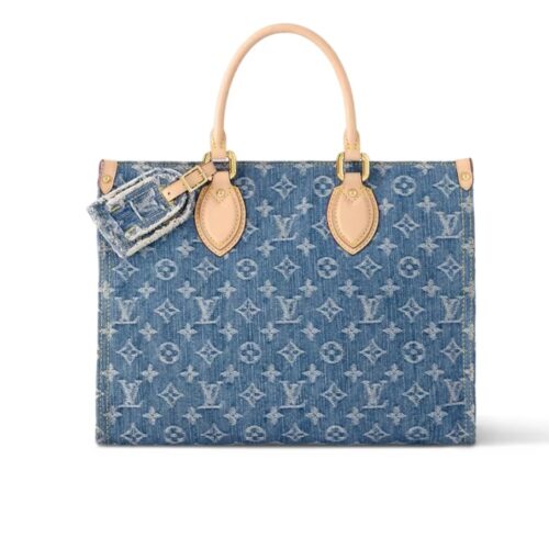 Louis Vuitton New LV Remix Onthego MM Tote Bag Denim Blue 35Cm M46871