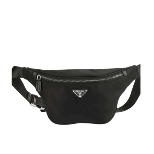 Prada Re-Nylon and Saffiano Leather Belt Bag Black 30cm 2VL033 2DMH F0002 V OOM