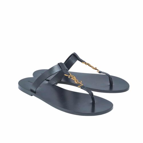 Saint Laurent Cassandre Thong Flats Navy Blue
