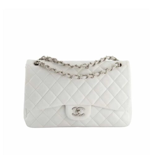 Chanel Classic Medium Smooth Leather Flap Bags White 25cm