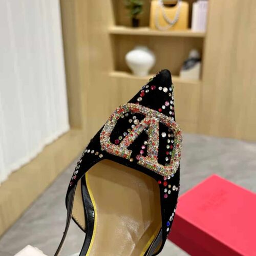 Alternative view of Valentino Vlogo Signature Back Strap Crystal High Heels Black