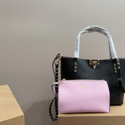 Alternative view of Valentino Garavani Rockstud Calfskin Small Tote Bag Black 26Cm