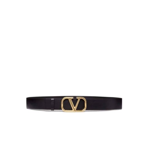 Valentino Garavani Vlogo Signature Belt In Shiny Black 30mm 8W2T0SM3IYR 0NO