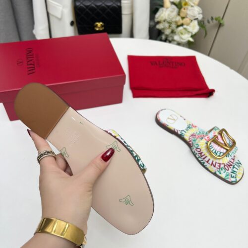 Alternative view of Valentino Garavani Escape Slide Sandal In Canvas With Valentino Loop Print Ws0Bd5Ful Qd7