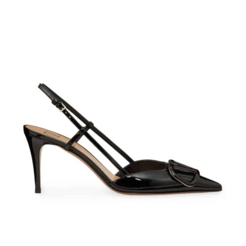Valentino Garavani VLogo Signature Patent Leather Slingback Pump 80Mm Black 8W0S0R01TMK 0NO