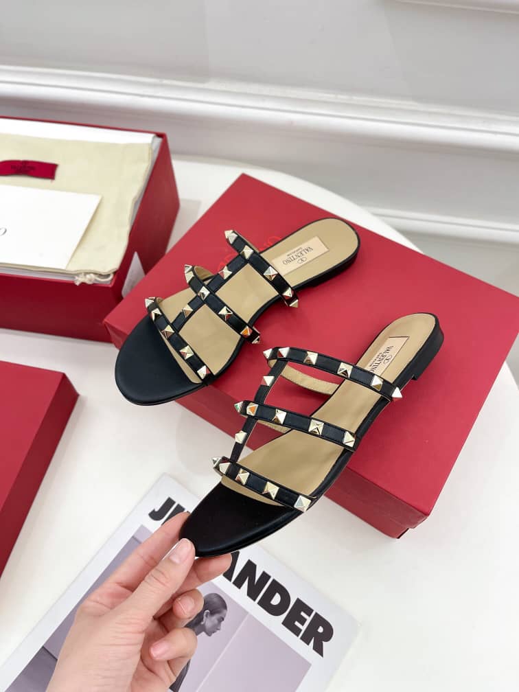 Valentino Garavani Rockstud Flat Slide Sandal 5mm Black 5W2S0C49VOD 0NO - Image 3