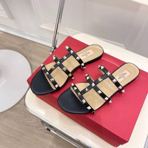 Alternative view of Valentino Garavani Rockstud Flat Slide Sandal 5mm Black 5W2S0C49VOD 0NO