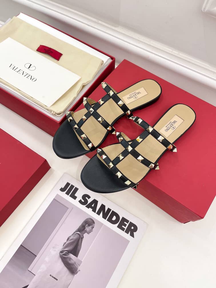 Valentino Garavani Rockstud Flat Slide Sandal 5mm Black 5W2S0C49VOD 0NO - Image 5