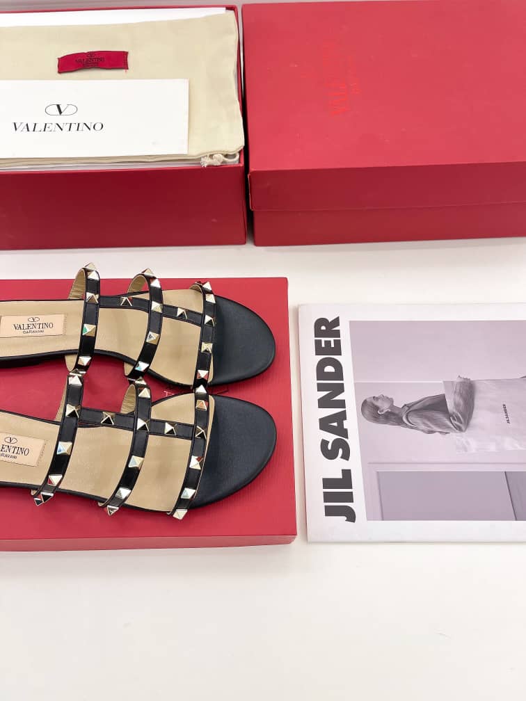 Valentino Garavani Rockstud Flat Slide Sandal 5mm Black 5W2S0C49VOD 0NO - Image 7