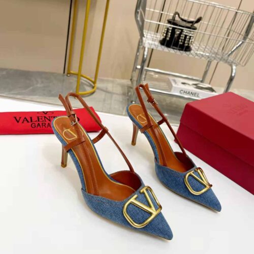 Alternative view of Valentino Garavani Vlogo Signature Slingback Pump Denim Brown 80mm