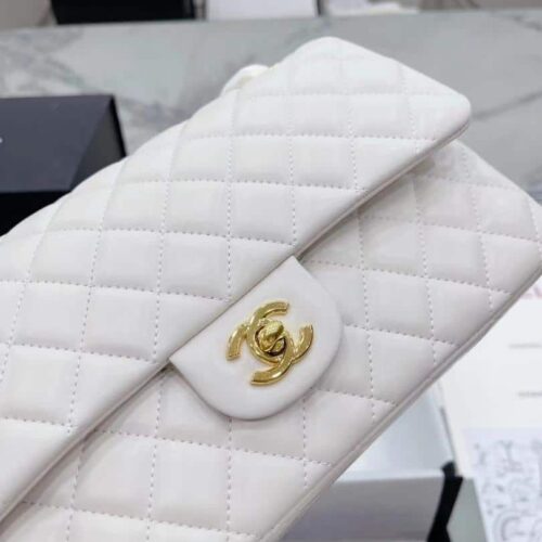 Alternative view of Chanel Classic Medium Smooth Leather Flap Bag White 25cm