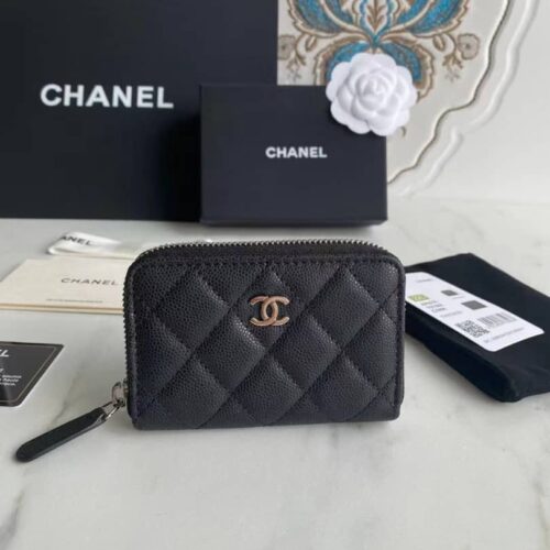 Alternative view of Chanel Classic Zipped Coin Purse Wallet Gold Tone Metal Black 11Cm Ap0216 Y01588 C3906