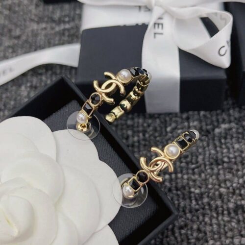Alternative view of Chanel Hoop Earrings Metal Gold And Black Ab7836 B07668 Ng856