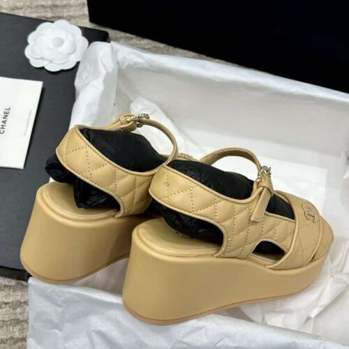 Alternative view of Chanel Platform Sandals Quilted Leather Beige G39918