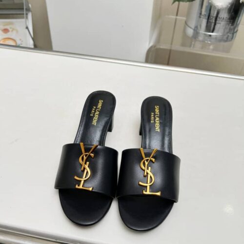 Alternative view of Saint Laurent Tribute Mules Smooth Leather Black