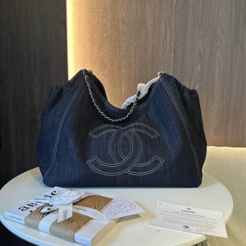Alternative view of Chanel Timeless CC Large Denim Tote Bag Blue 36cm