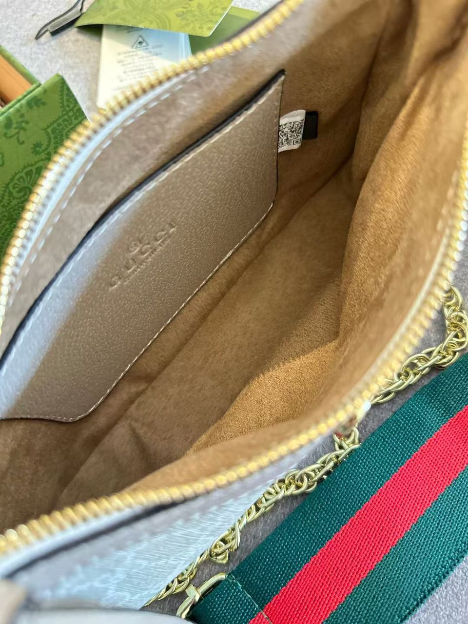 Gucci Ophidia Small GG Supreme Canvas Shoulder Bag Beige And White 25Cm 735132 UULAG 9682 - Image 4