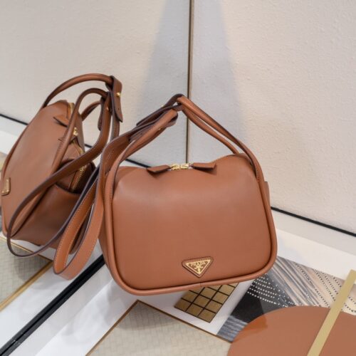 Alternative view of Prada Darling Leather Handbag Brown 25Cm
