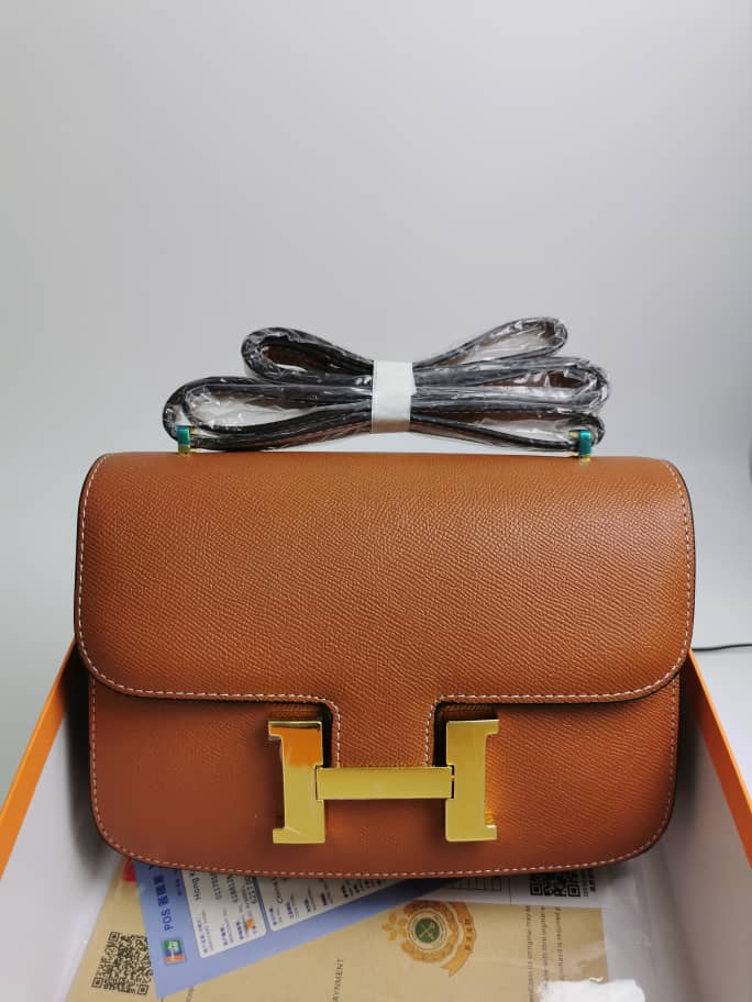 Hermes Constance 24 Togo Gold Tone Hardware Crossbody Bag Brown 24cm - Image 2