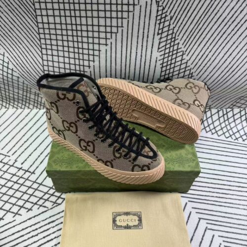 Alternative view of Gucci All Over Gg Logo High Top Sneaker Brown
