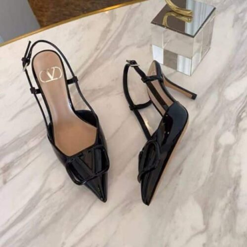 Alternative view of Valentino Garavani VLogo Signature Patent Leather Slingback Pump 80Mm Black 8W0S0R01TMK 0NO