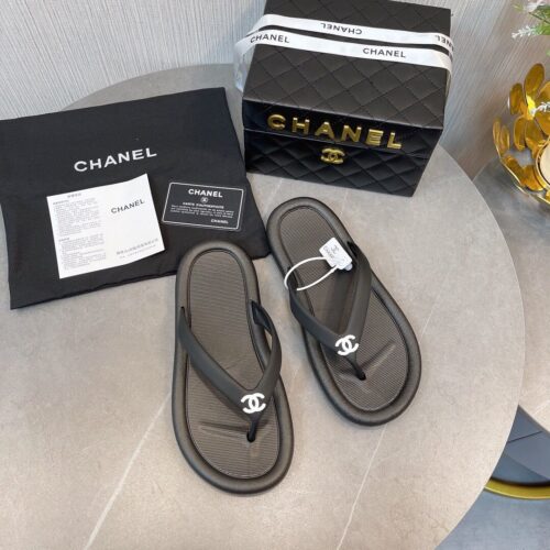 Alternative view of Chanel Flip Flop Sandals Rubber Black