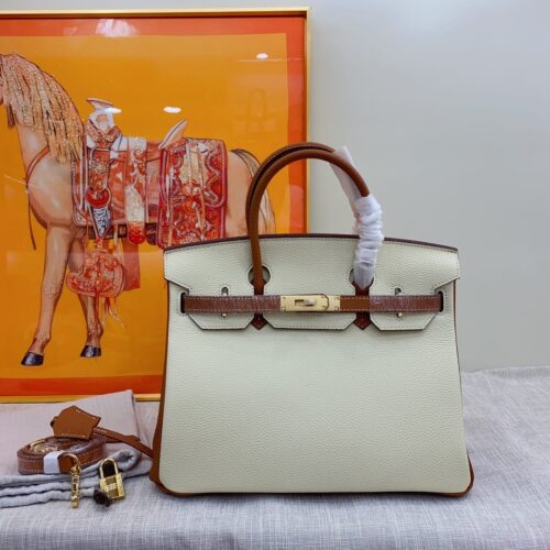 Alternative view of Hermes Birkin 30 Togo Brushed Leather Gold-tone Hardware Handbag Beige Brown 30Cm