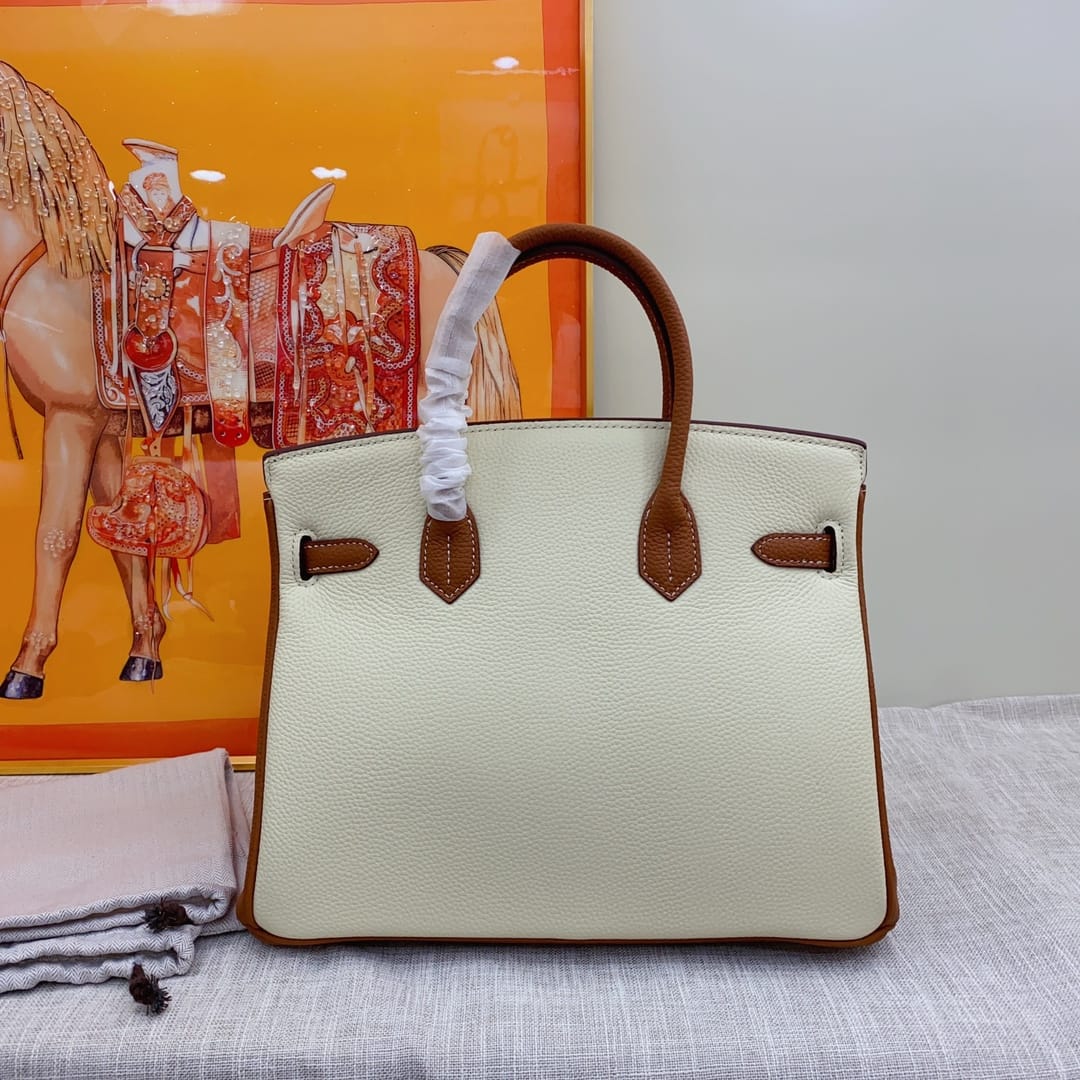 Hermes Birkin 30 Togo Brushed Leather Gold-tone Hardware Handbag Beige Brown 30Cm - Image 4