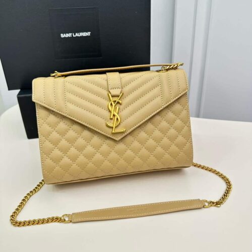 Alternative view of Saint Laurent Envelope Medium Quilted Grain De Poudre Embossed Leather Crossbody Bag Beige 24Cm 600185BOW912721