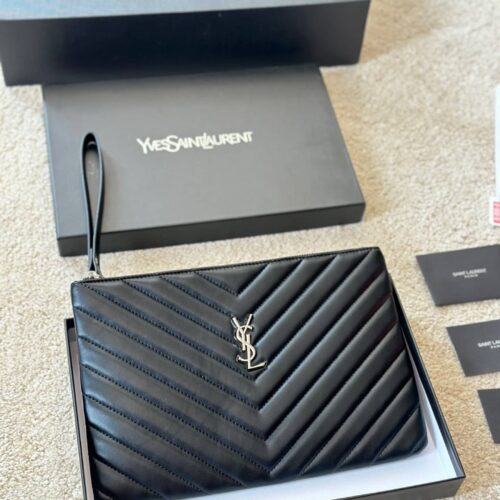Alternative view of Saint Laurent Cassandre Matelassé Quilted Leather Tablet Pouch Black 30Cm 559193Cwu021000
