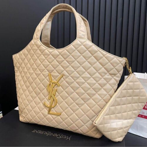 Alternative view of Saint Laurent Icare Maxi Quilted Leather Shopping Bag Beige 50Cm 698651AABR89748