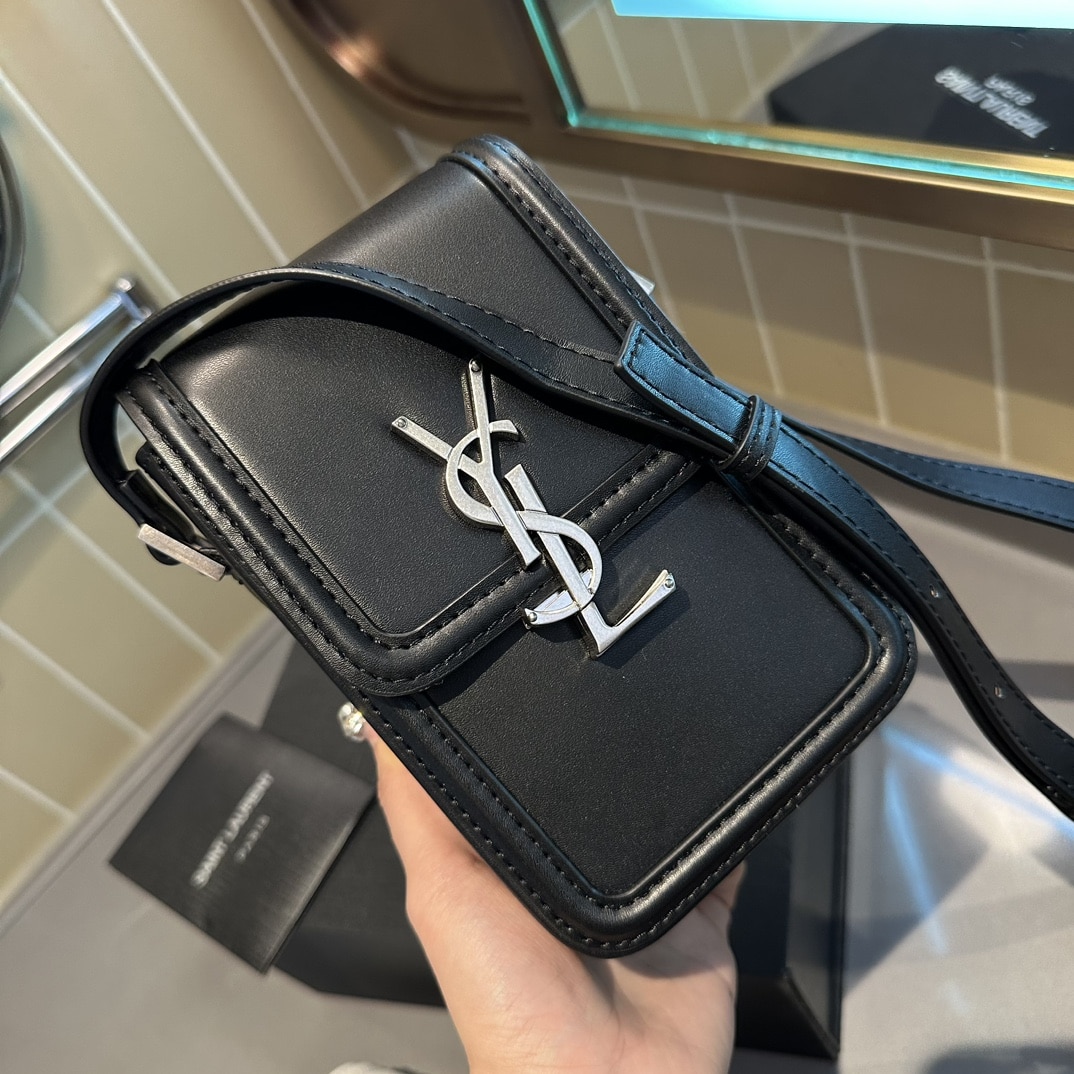 Saint Laurent Solferino Mini Smooth Leather Crossbody Bag Black 11cm 7539630SX0E1000 - Image 4