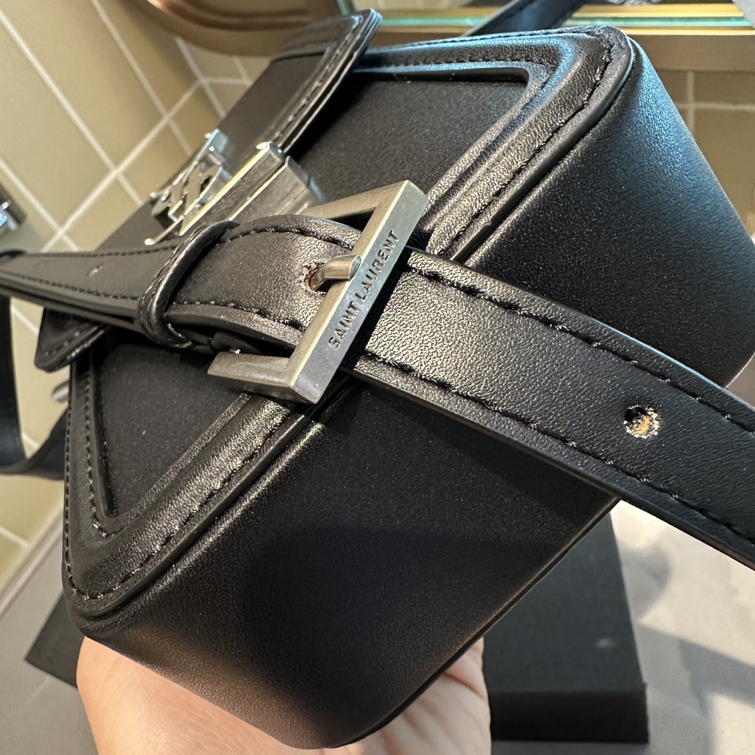 Saint Laurent Solferino Mini Smooth Leather Crossbody Bag Black 11cm 7539630SX0E1000 - Image 3