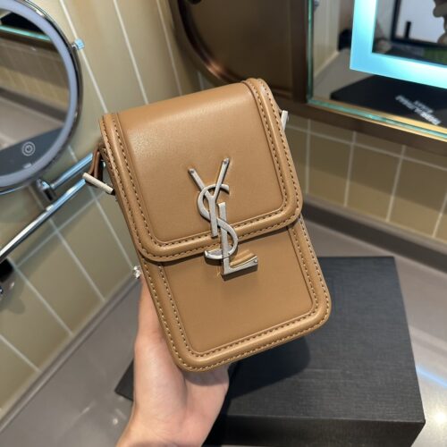 Alternative view of Saint Laurent Solferino Mini Smooth Leather Crossbody Bag Brown 11cm 
