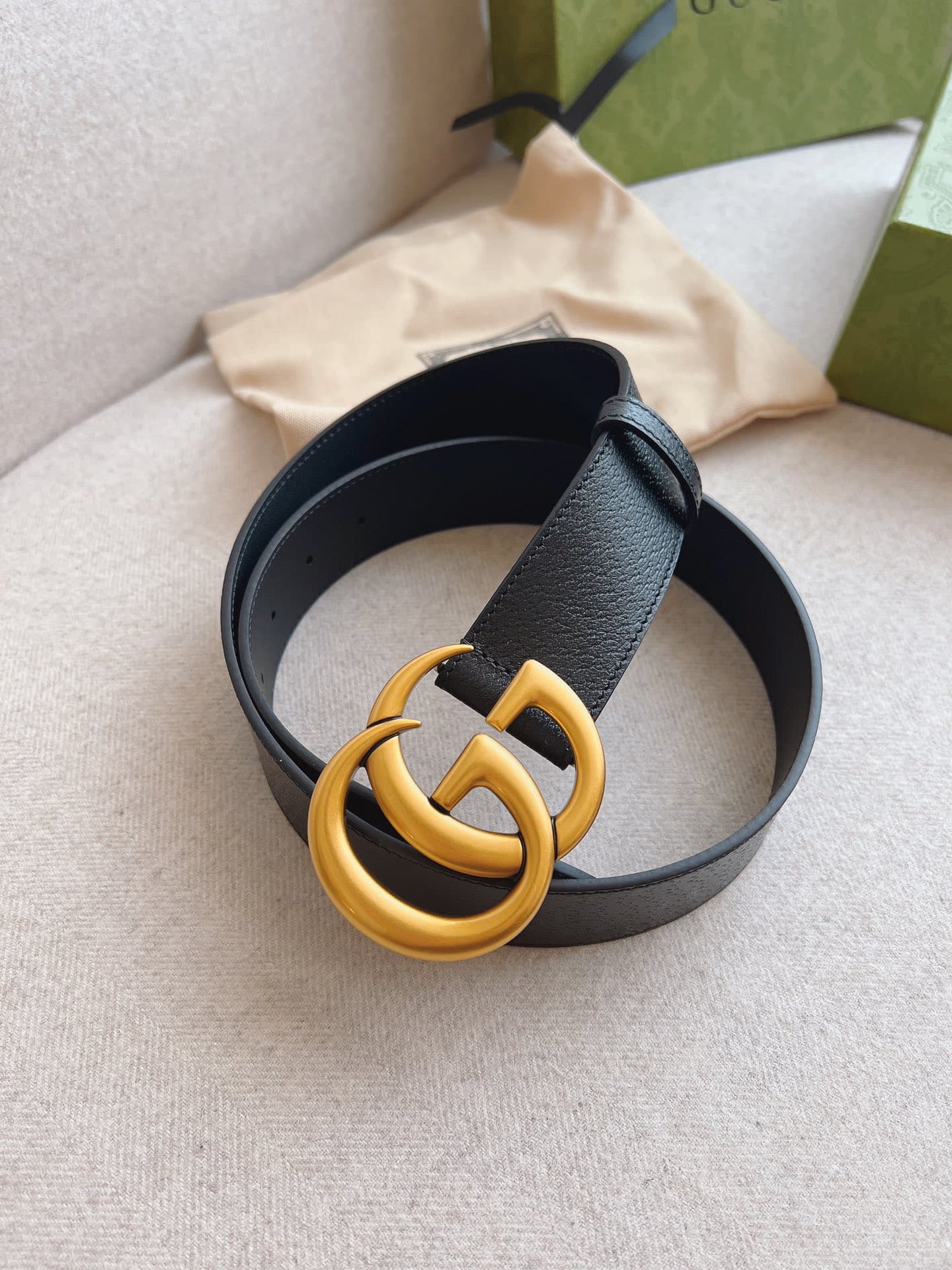 Gucci GG Marmont Wide Gold Logo Leather Belt Black 40Mm 406831 Dj20T 1000 - Image 8