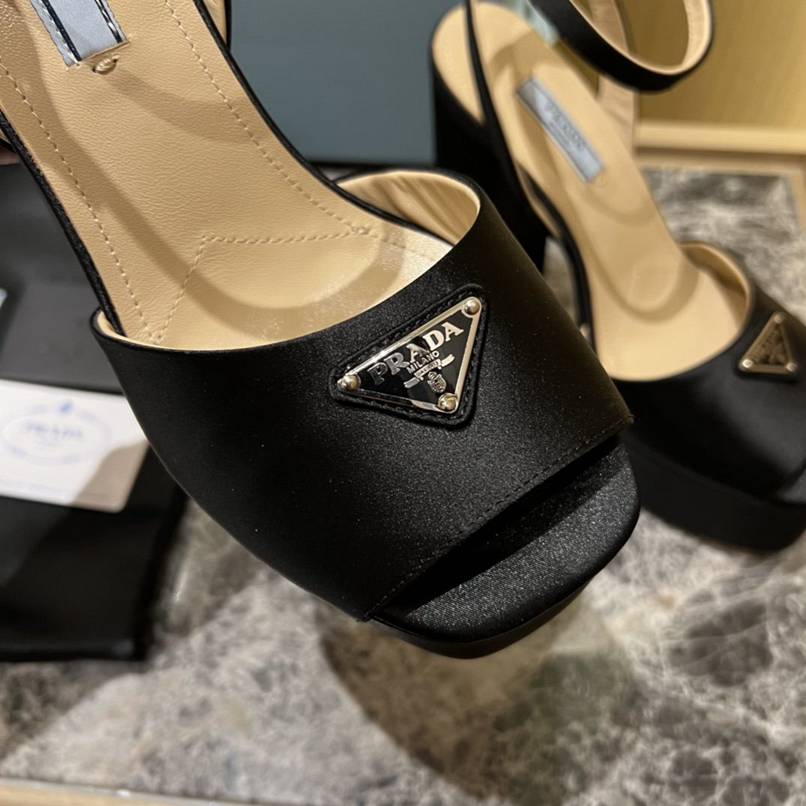 Prada High Heeled Satin Sandals Black 1Xp48B 049 F0002 F 135 - Image 5