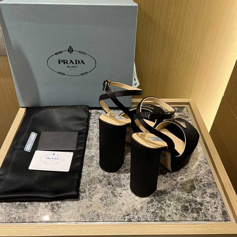 Prada High Heeled Satin Sandals Black 1Xp48B 049 F0002 F 135 - Image 6