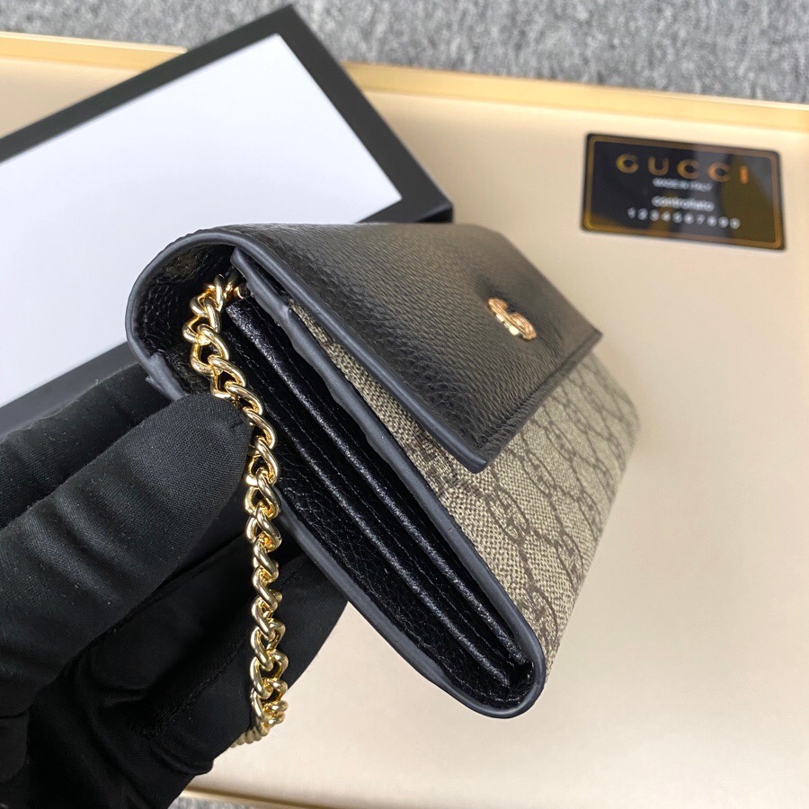 Gucci GG Marmont GG Supreme Canvas Wallet On Chain Beige Ebony 19cm 546585 17WAG 1283 - Image 5