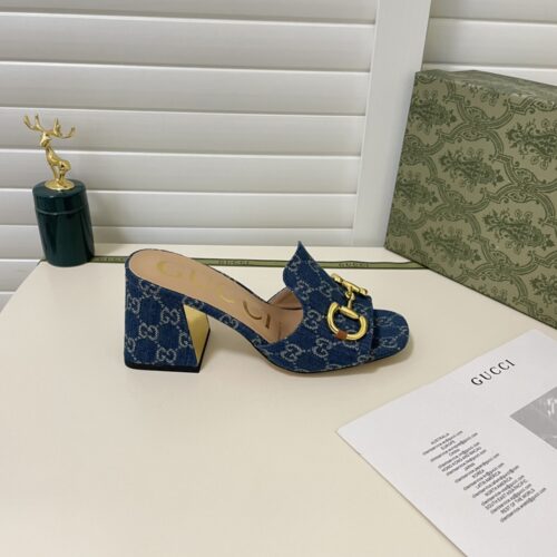Alternative view of Gucci Horsebit GG Denim Slide Sandal Blue