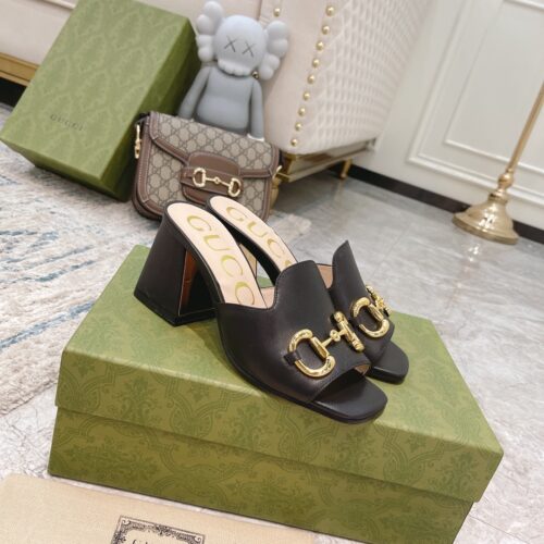 Alternative view of Gucci Horsebit Leather Slide Sandal Black 655412 BKO00 1000
